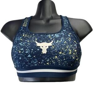 Under Armour Womens Sports Cross Back Bra Size XS Project Rock Compression Navy